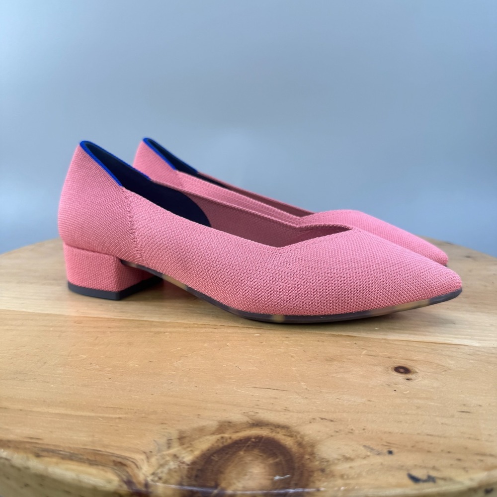 Rothy's The High Point Womens Size 8.5 Tulip Pink Knit Slip On Block Heels